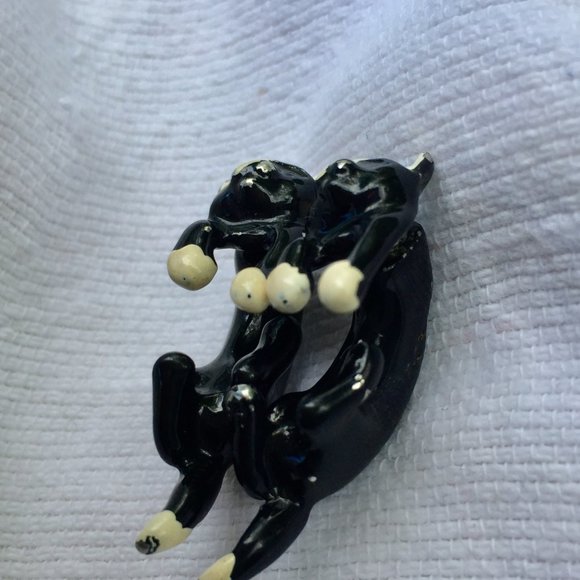 90s Vtg Enamel Cat 3D Drop Earrings - So Cute! - Picture 3 of 15
